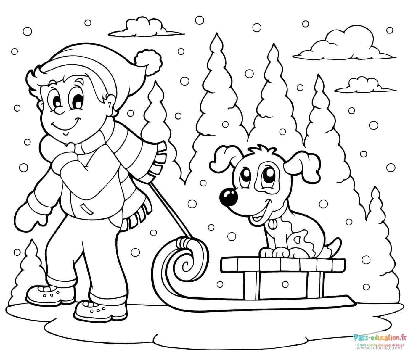 Coloriage Promenade hivernale à imprimer et colorier