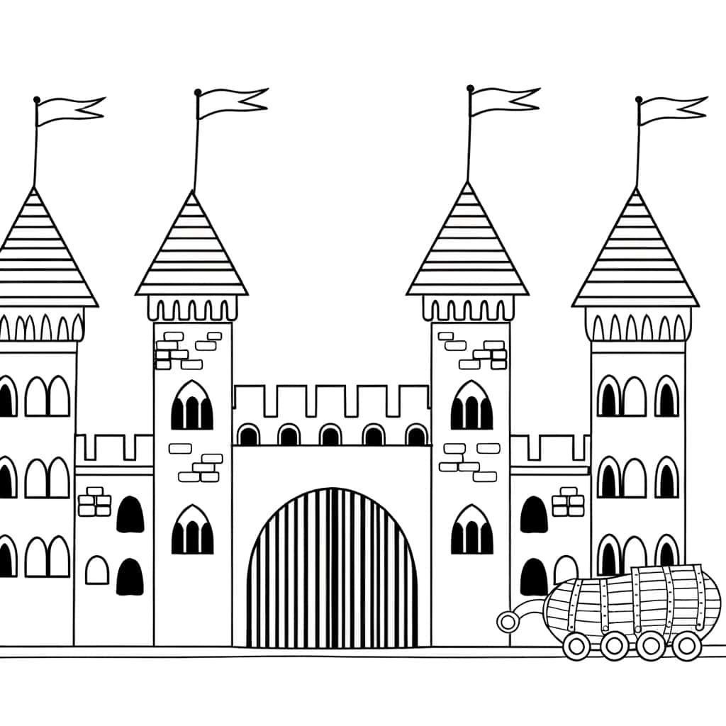 Coloriage Château médiéval à imprimer et colorier
