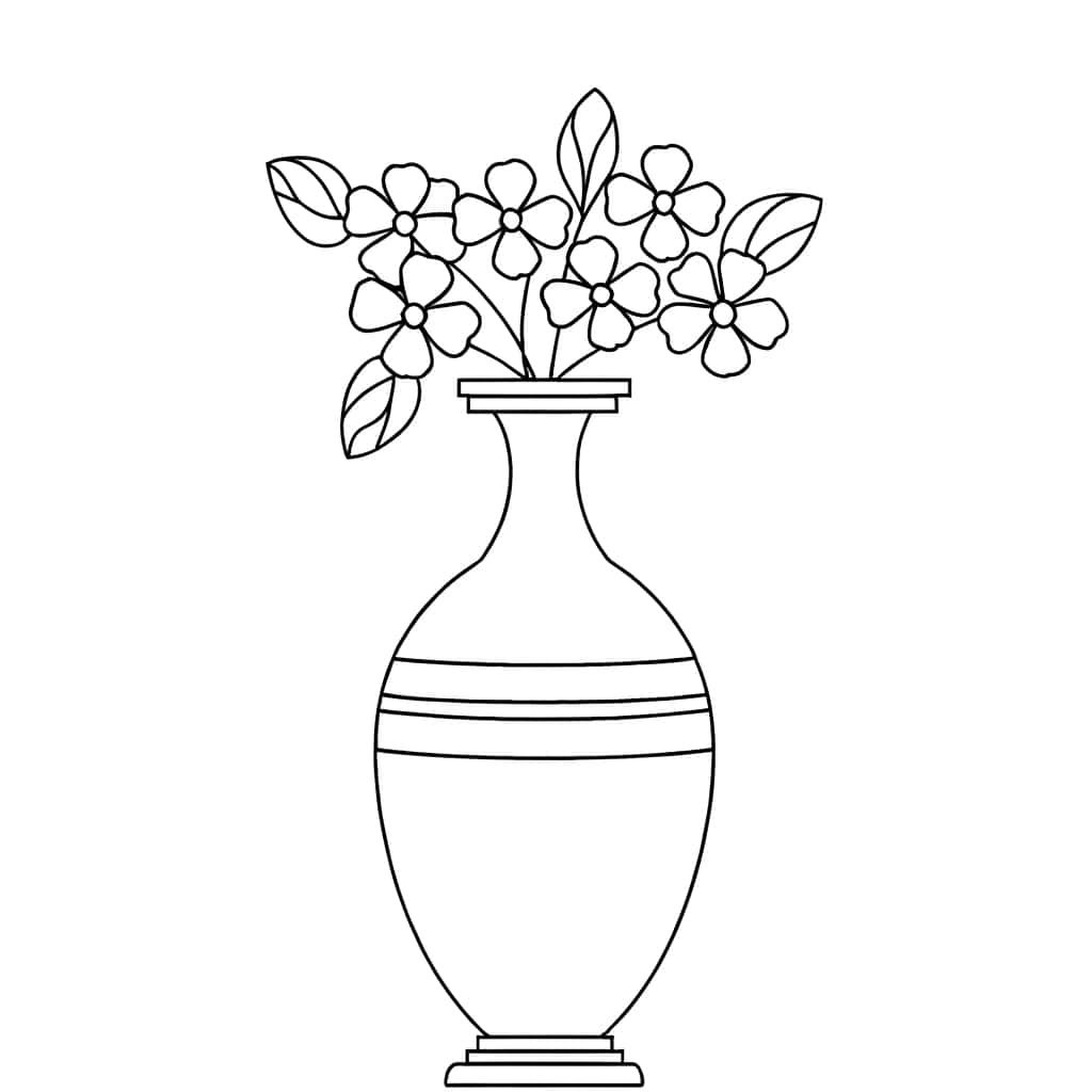 Coloriage Vase avec fleurs à imprimer et colorier