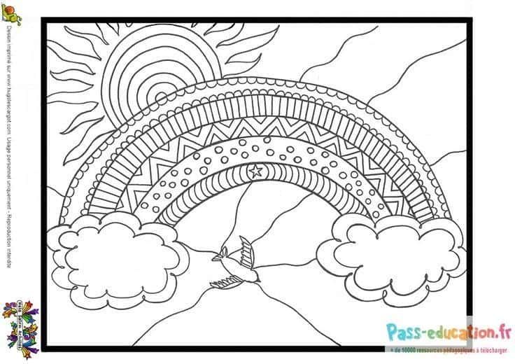 Coloriage Arc-en-ciel stylisé à imprimer et colorier