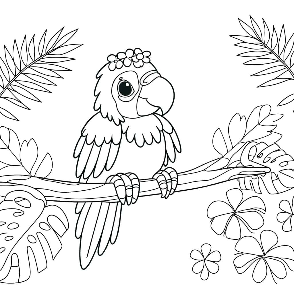 Coloriage Perroquet joyeux à imprimer et colorier