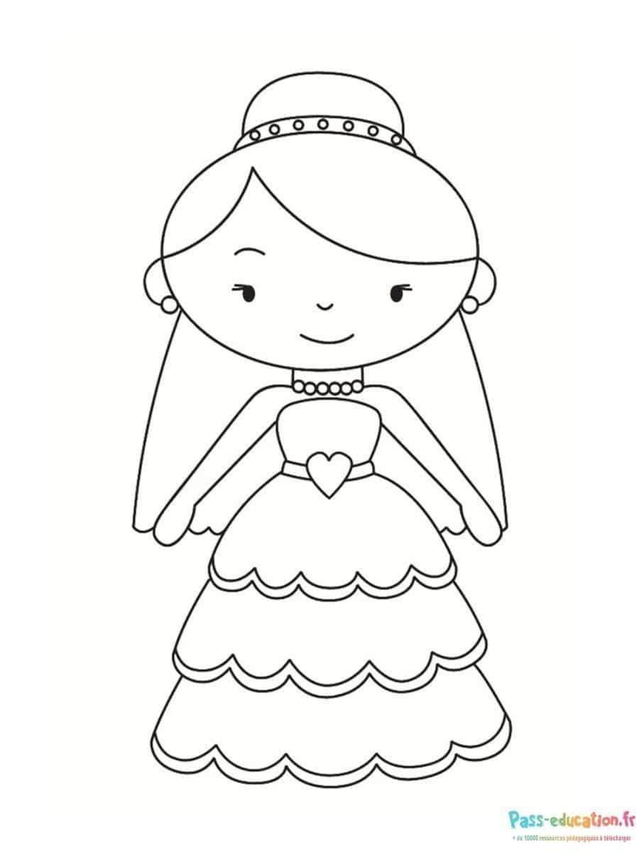 Coloriage Mariée souriante à imprimer et colorier