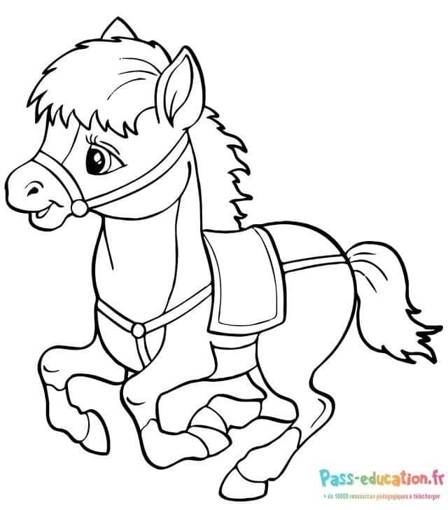 Coloriage Poney souriant à imprimer et colorier