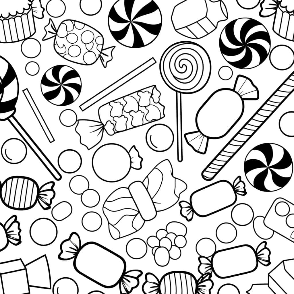 Coloriage Bonbons variés à imprimer et colorier
