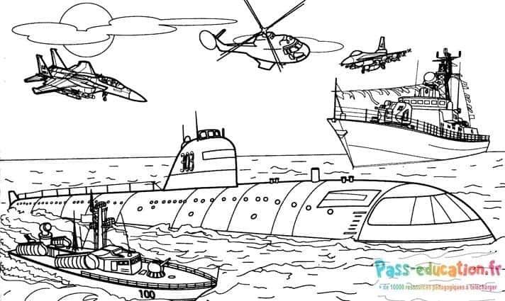 Coloriage Véhicules militaires à imprimer et colorier