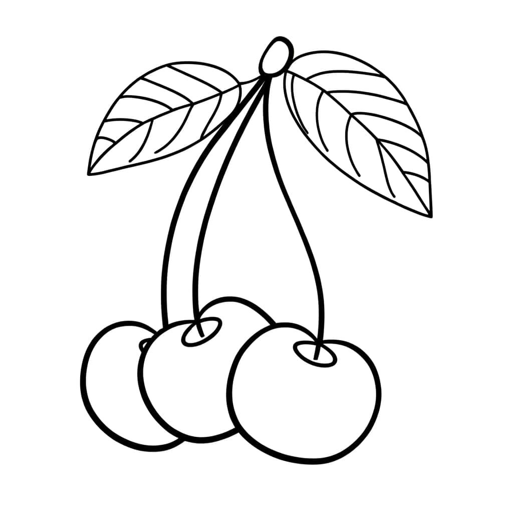 Coloriage Trois cerises à imprimer et colorier