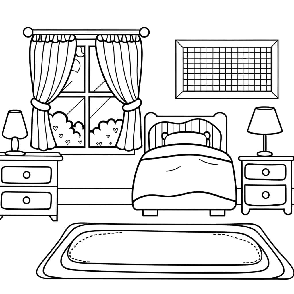 Coloriage Chambre à coucher à imprimer et colorier