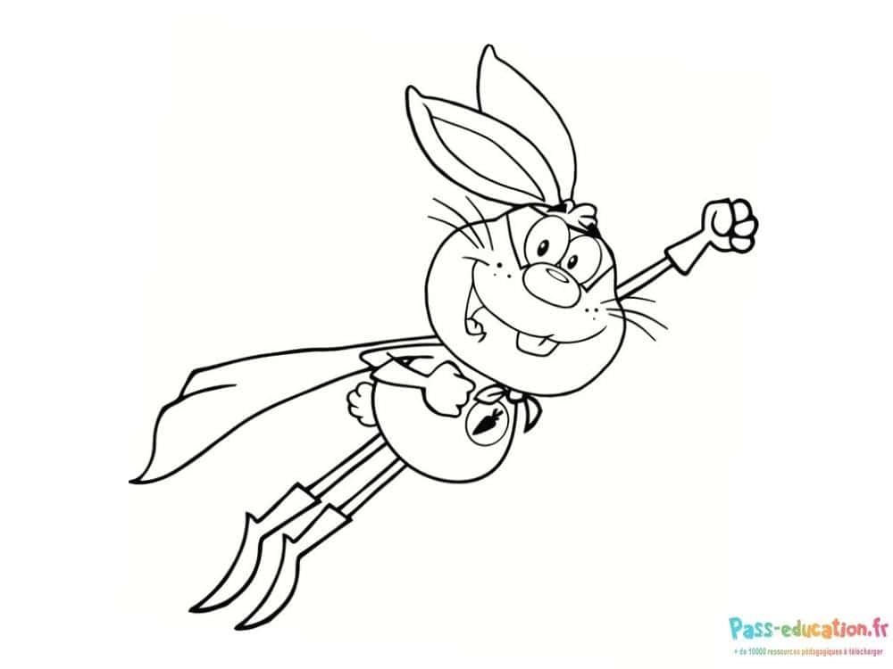 Coloriage Lapin super-héros à imprimer et colorier
