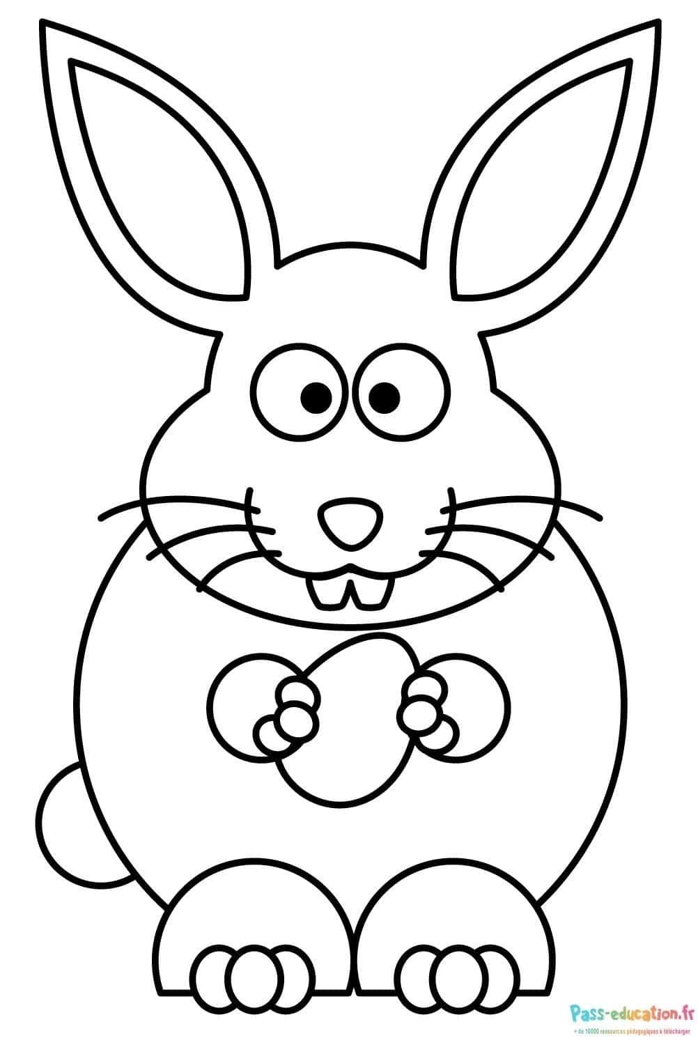 Coloriage Lapin joyeux à imprimer et colorier