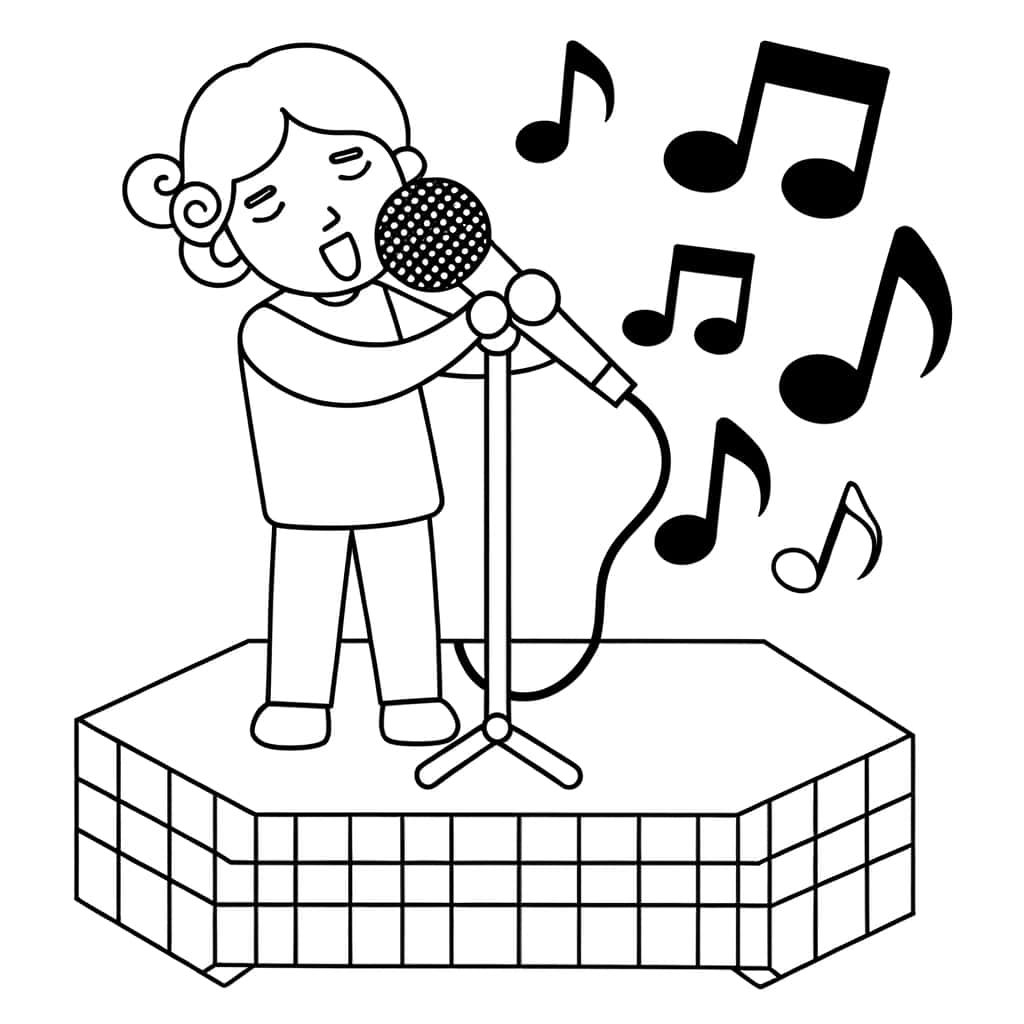 Coloriage Chanteur sur scène à imprimer et colorier