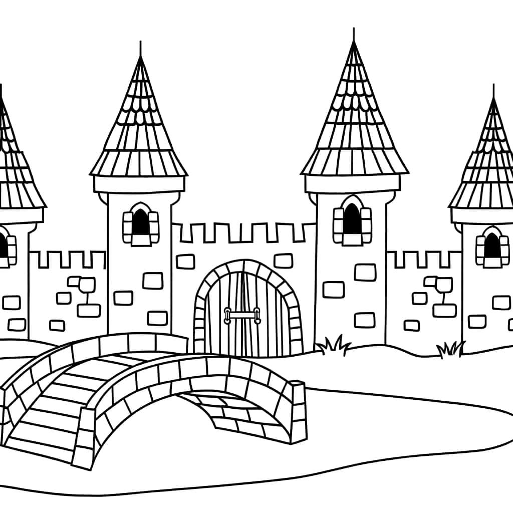 Coloriage Château fort médiéval à imprimer et colorier