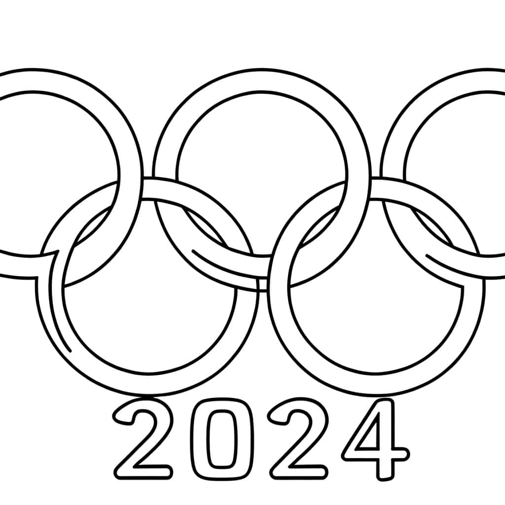 Coloriage Anneaux Olympiques 2024 à imprimer et colorier