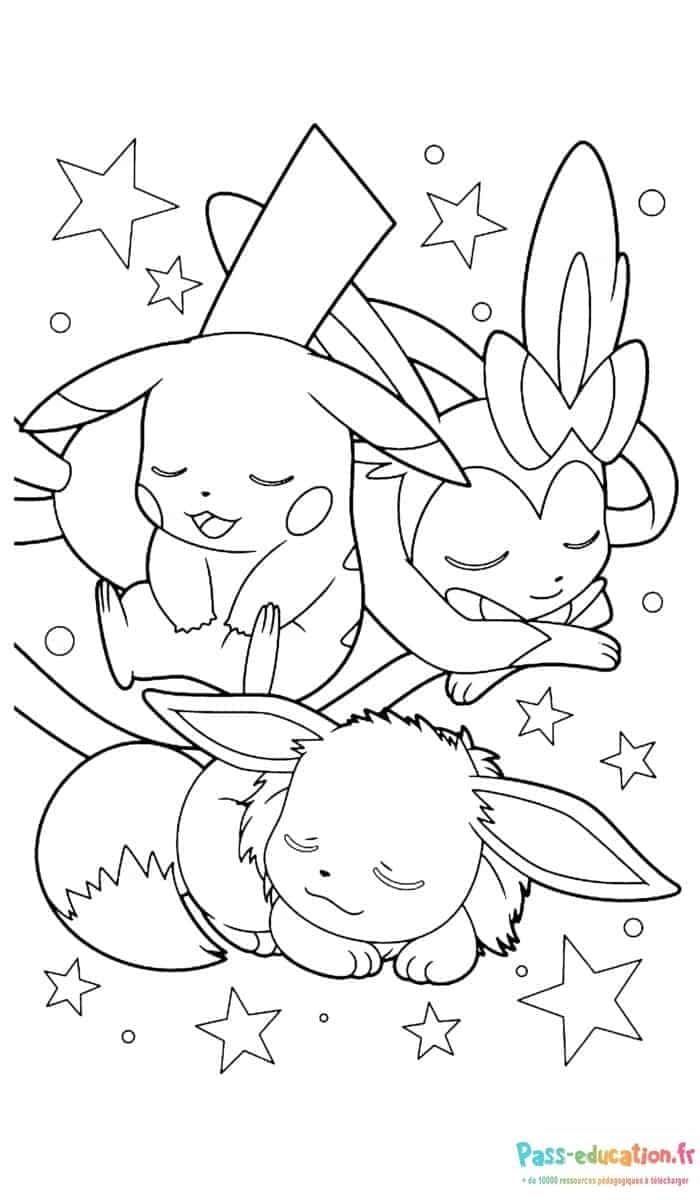 Coloriage Pokemons endormis à imprimer et colorier