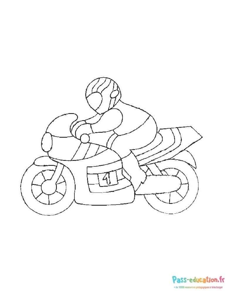 Coloriage Motard en course à imprimer et colorier