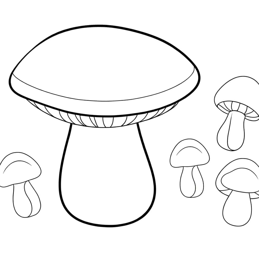 Coloriage Champignons en famille à imprimer et colorier