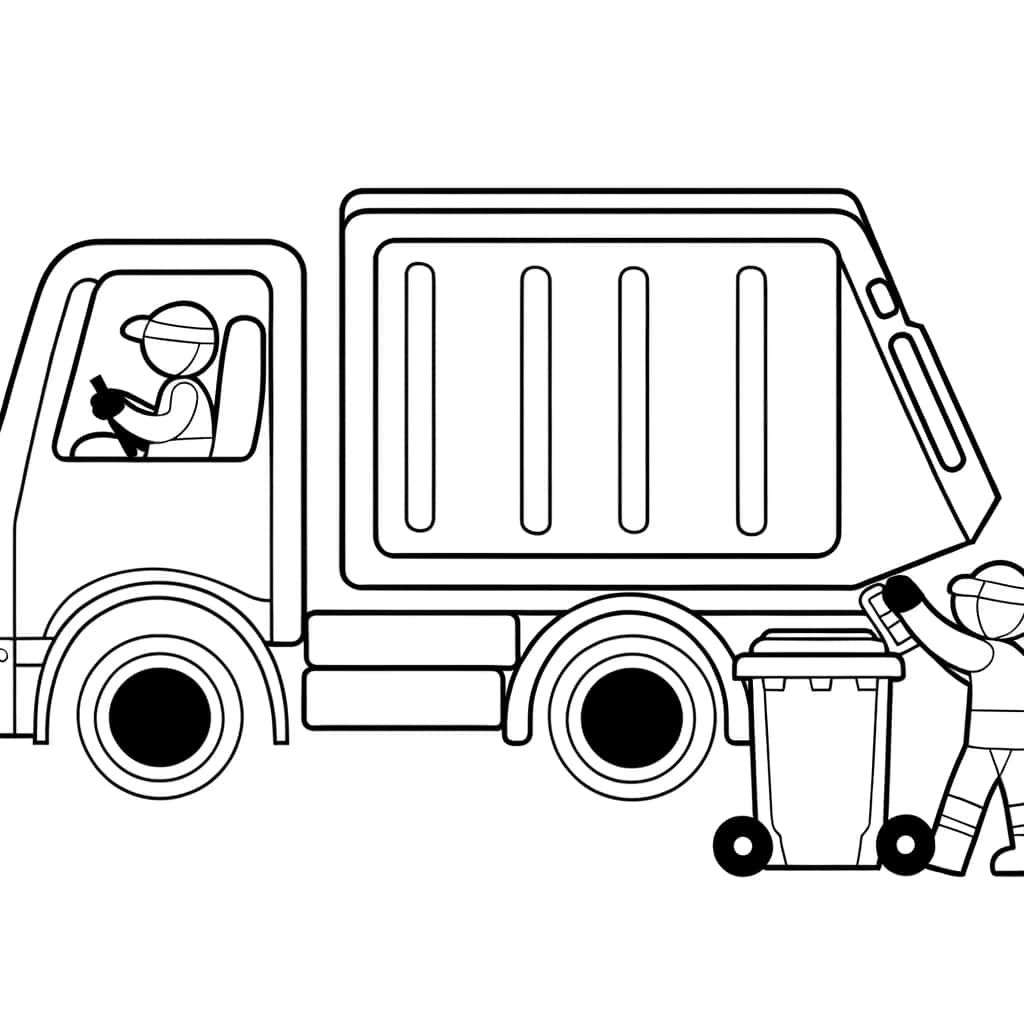 Coloriage Camion poubelle à imprimer et colorier