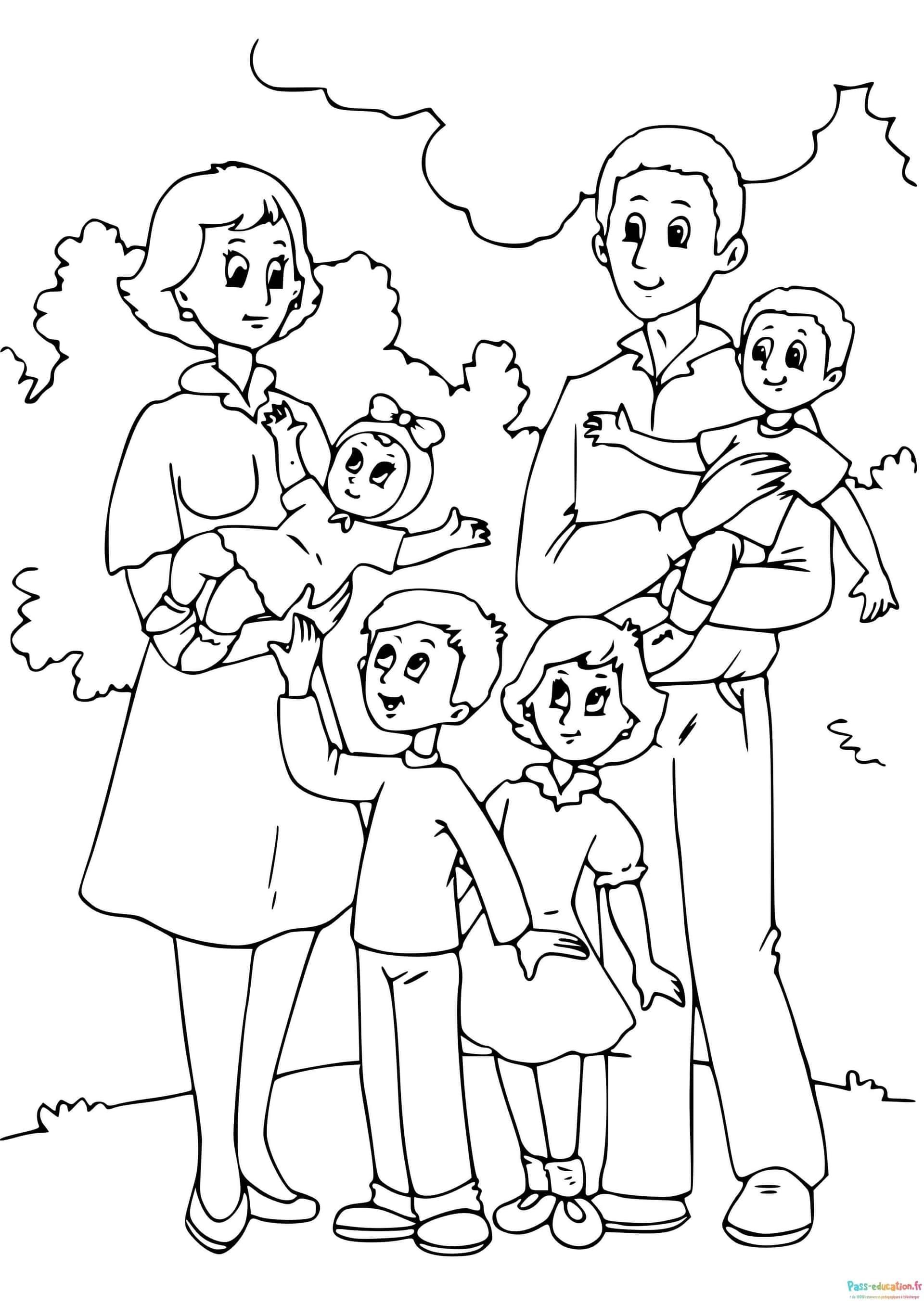 Coloriage Famille heureuse à imprimer et colorier