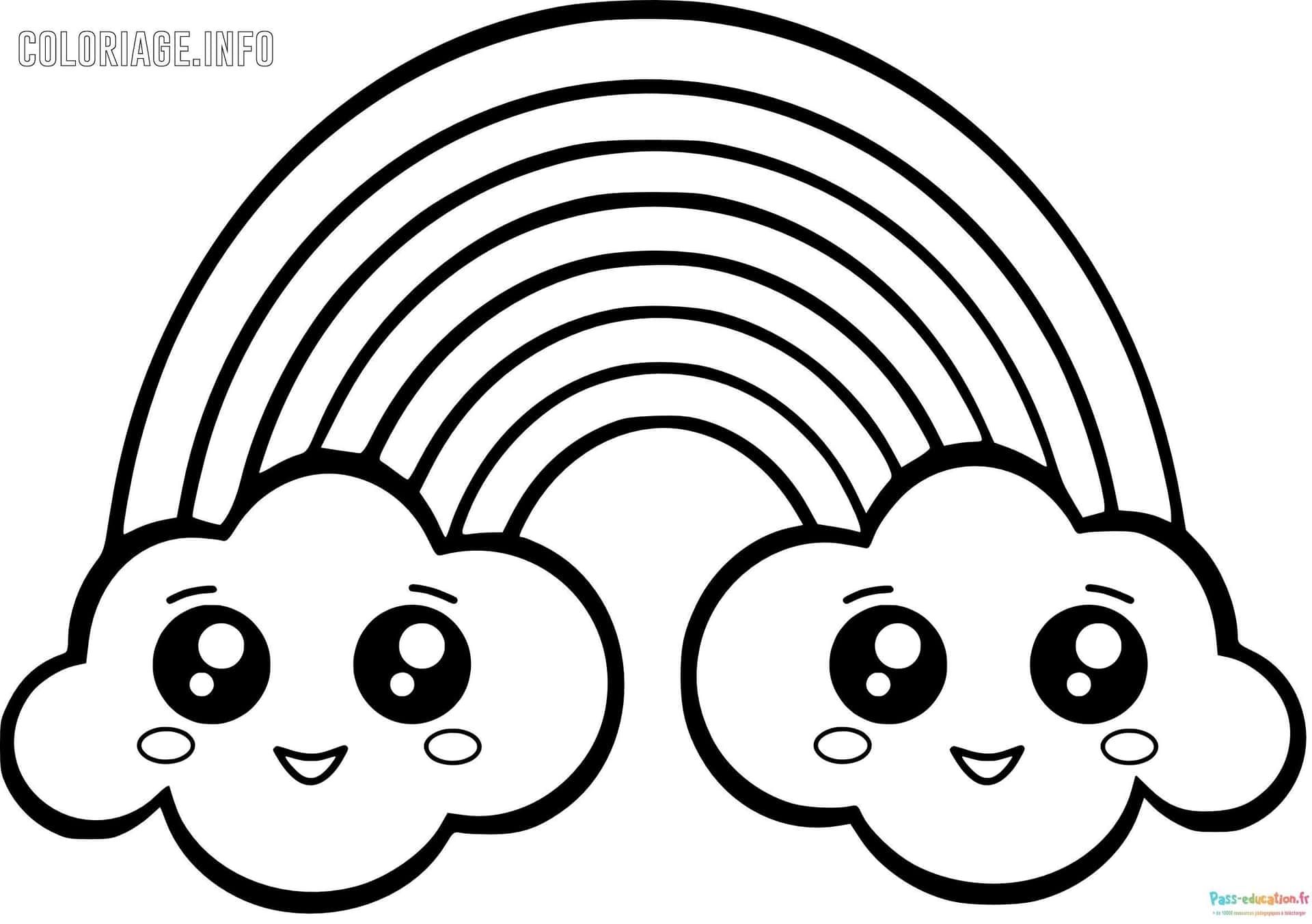 Coloriage Arc-en-ciel animé à imprimer et colorier