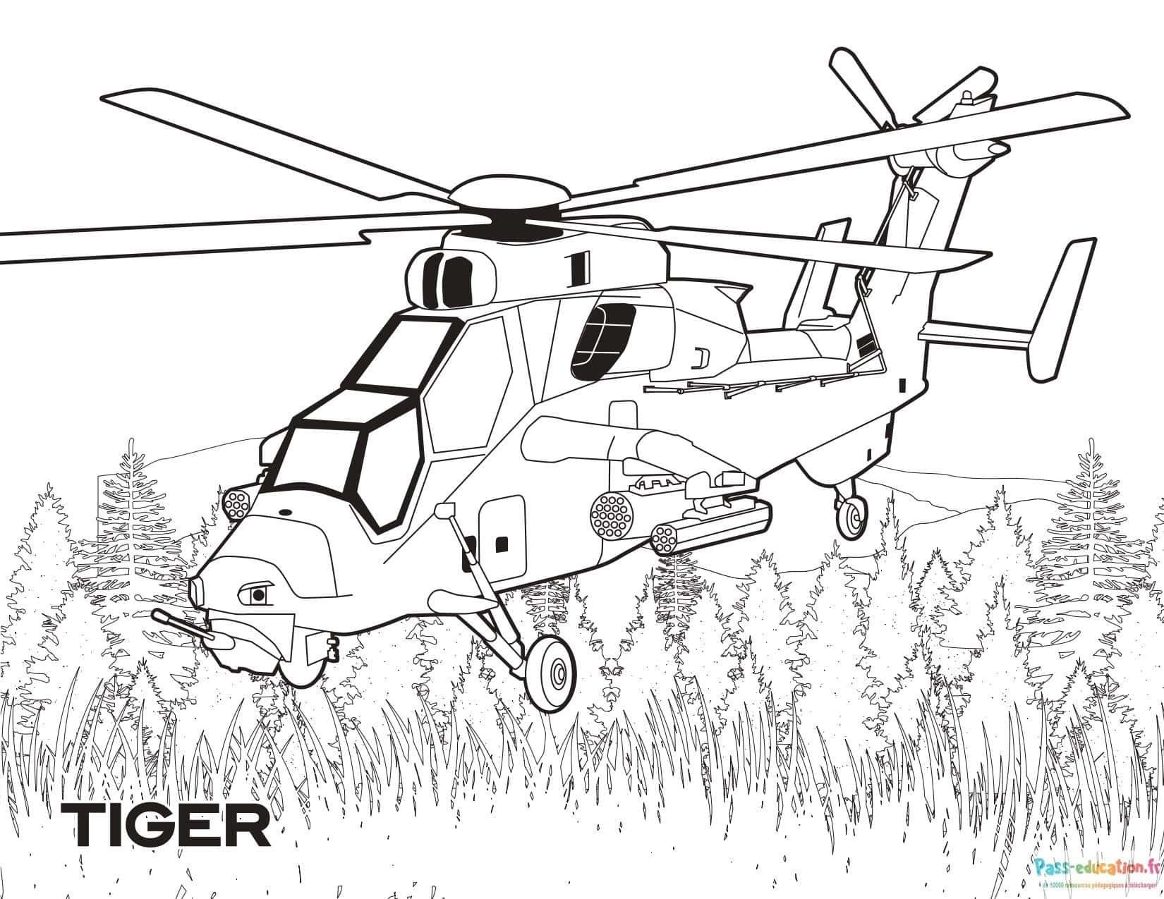 Coloriage Hélicoptère Tiger à imprimer et colorier