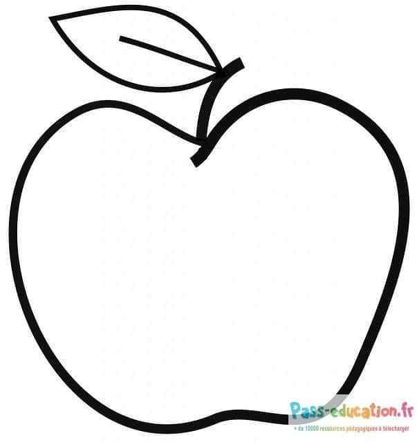 Coloriage Pomme avec feuille à imprimer et colorier