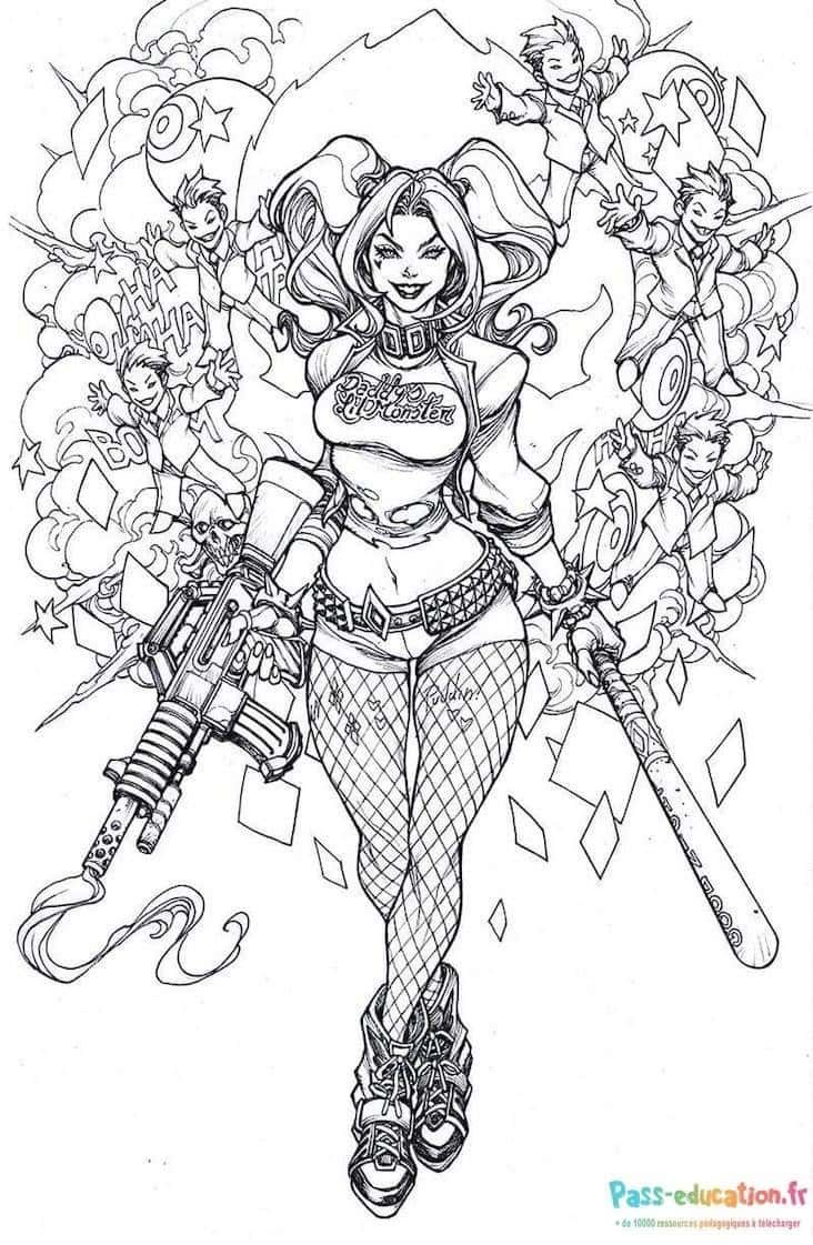 Coloriage Harley Quinn à imprimer et colorier