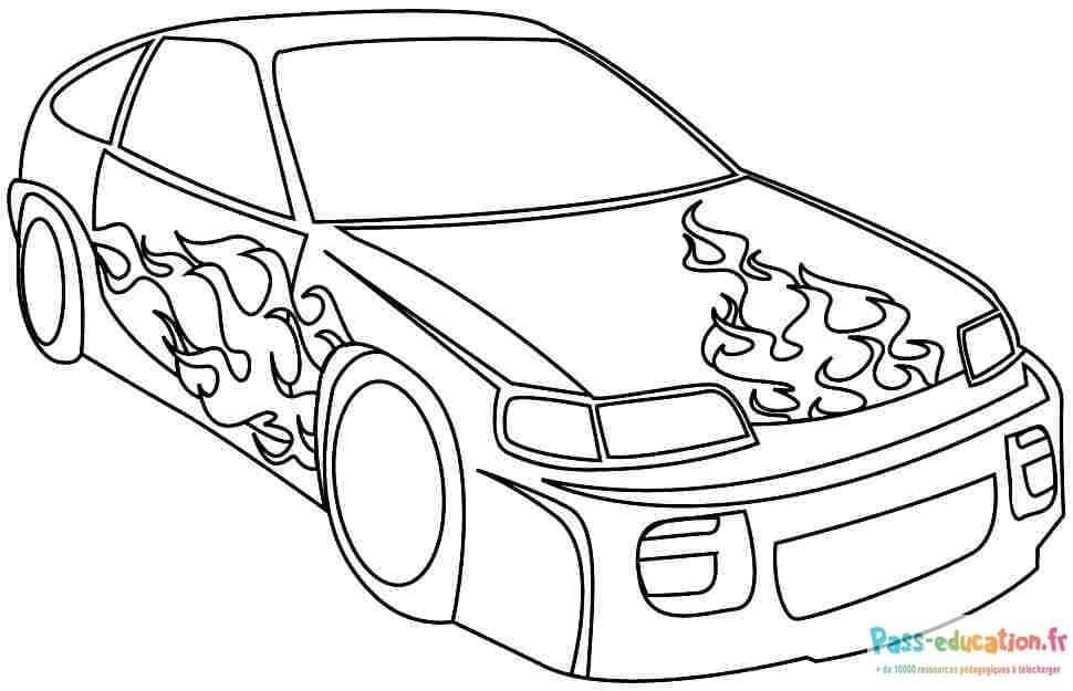 Coloriage Voiture flamboyante à imprimer et colorier