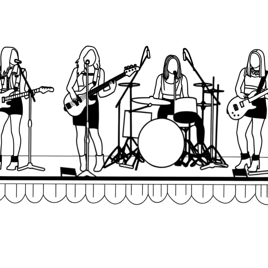 Coloriage Groupe rock féminin à imprimer et colorier