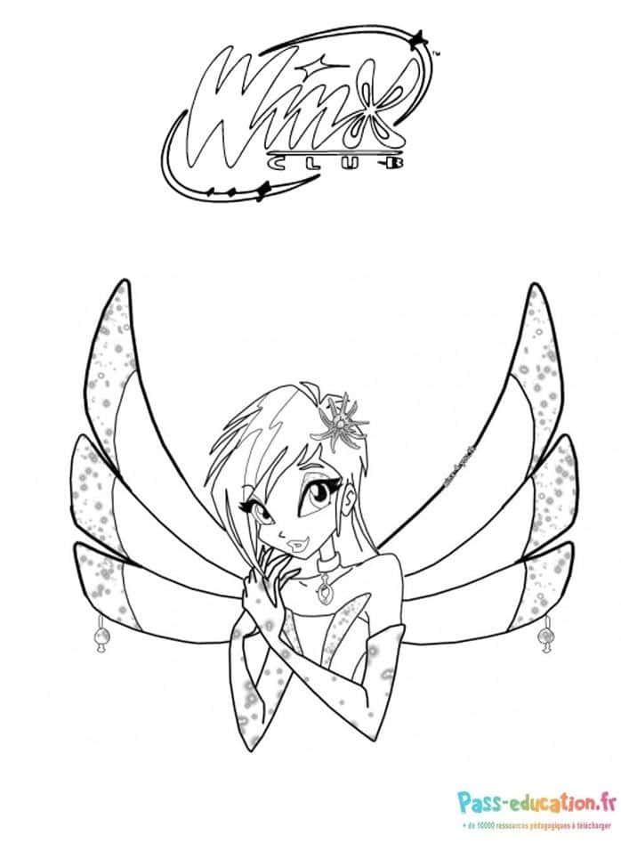 Coloriage Fée Winx mélodieuse à imprimer et colorier