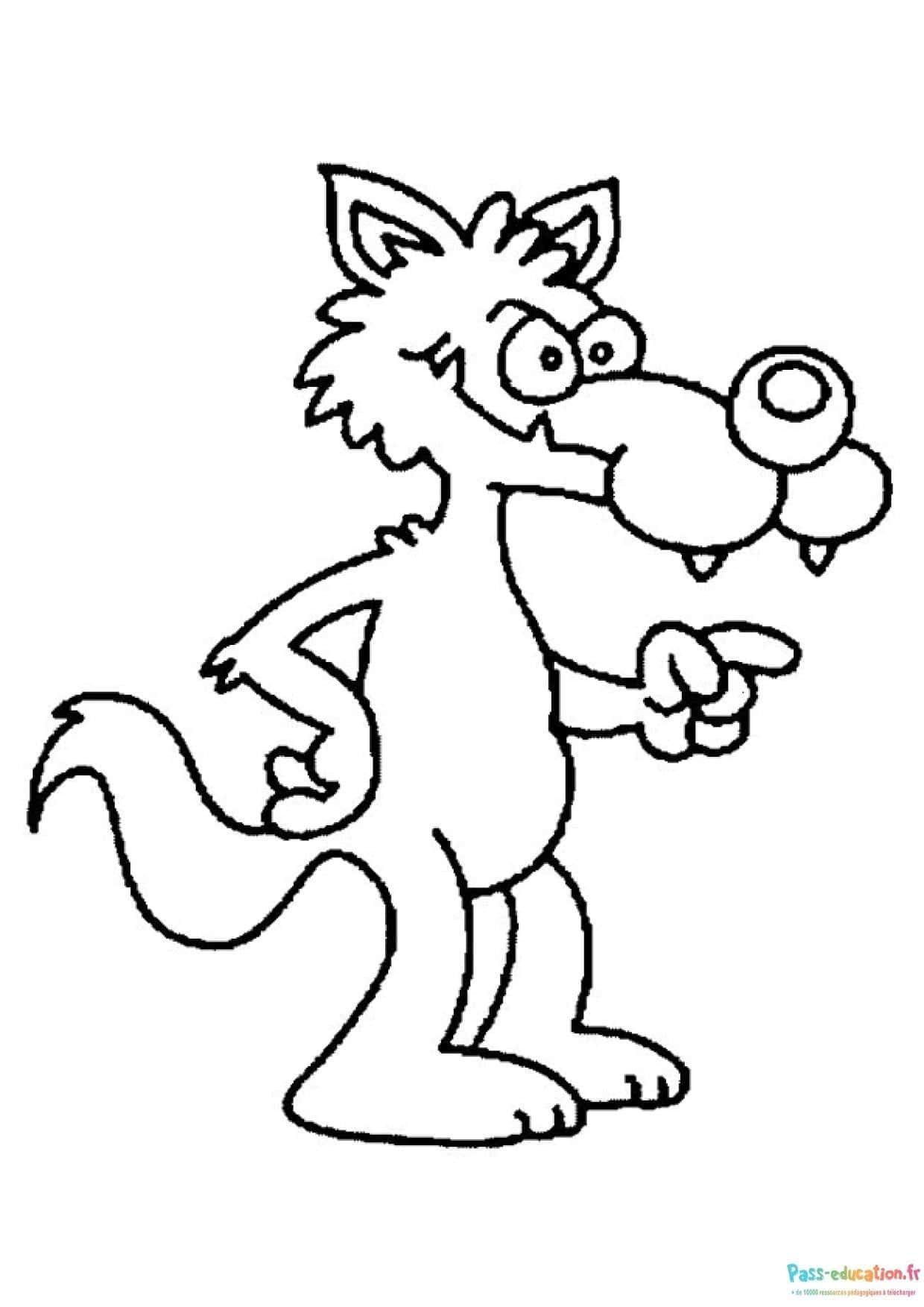 Coloriage Loup rigolo à imprimer et colorier