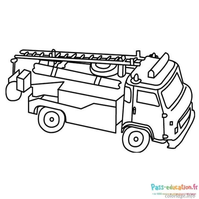 Coloriage Camion de pompier à imprimer et colorier