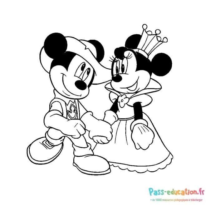 Coloriage Minnie et Mickey à imprimer et colorier