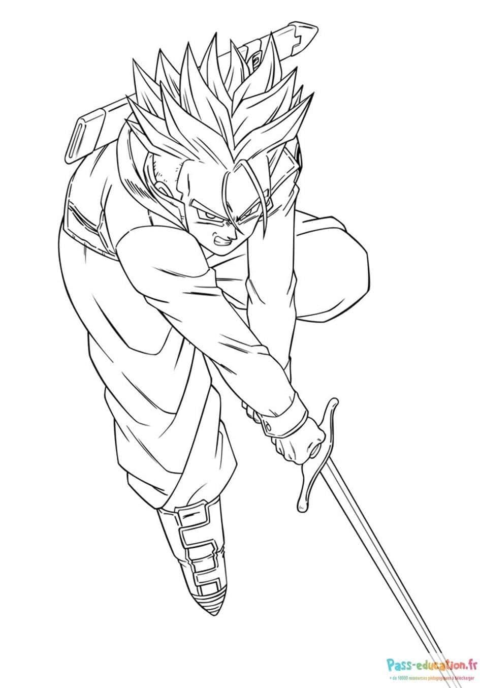 Coloriage Guerrier Saiyan à imprimer et colorier