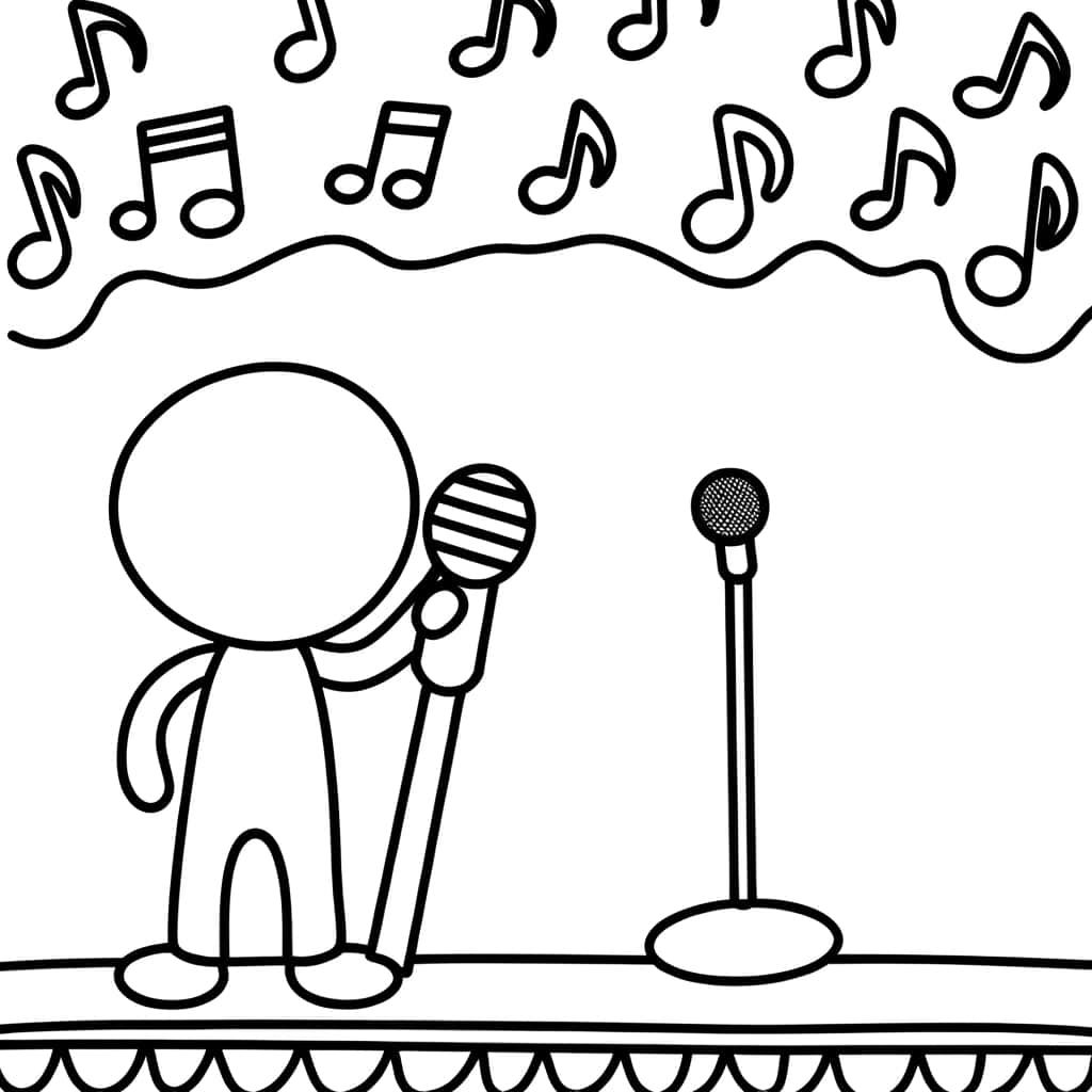 Coloriage Chanteur de karaoke à imprimer et colorier