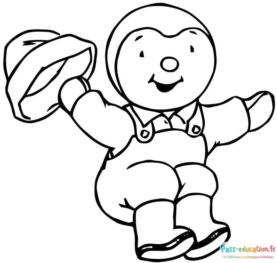 Coloriage T'choupi salue à imprimer et colorier