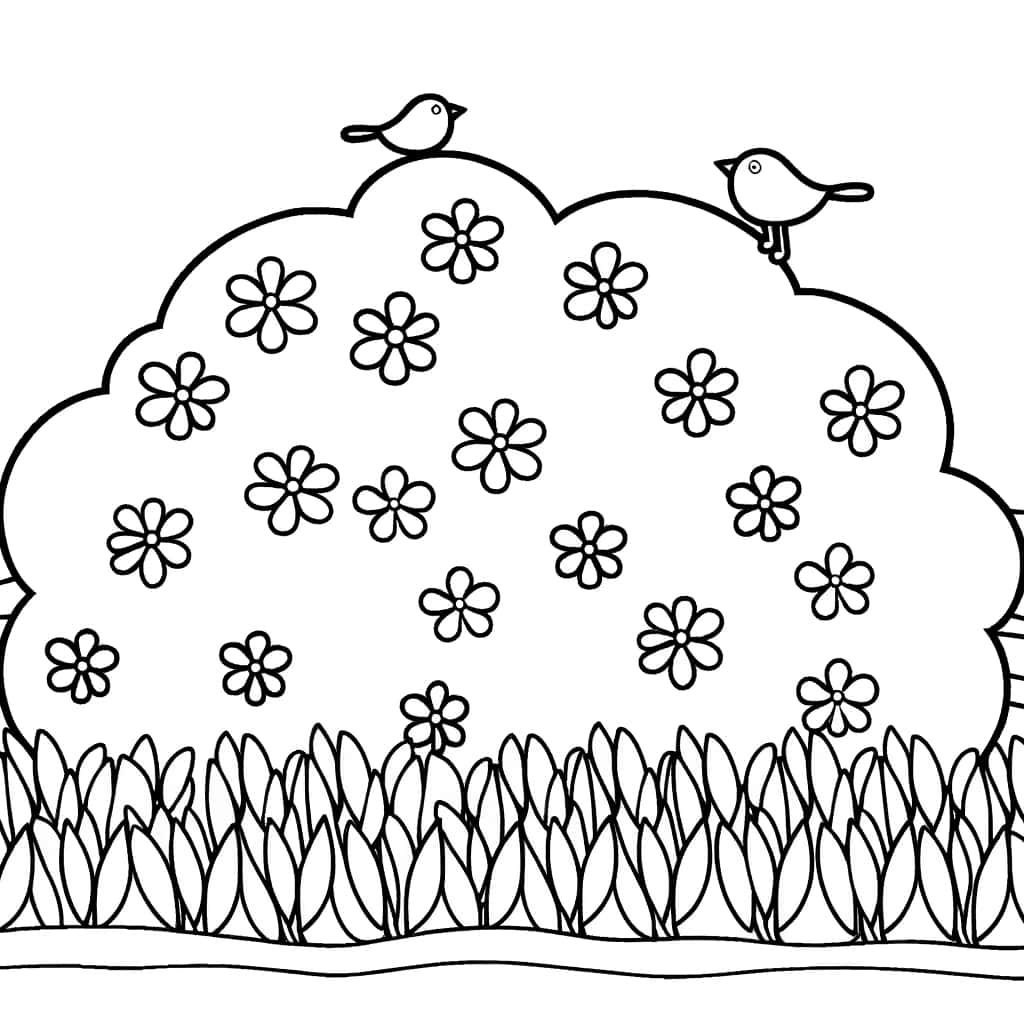 Coloriage Buisson fleuri à imprimer et colorier