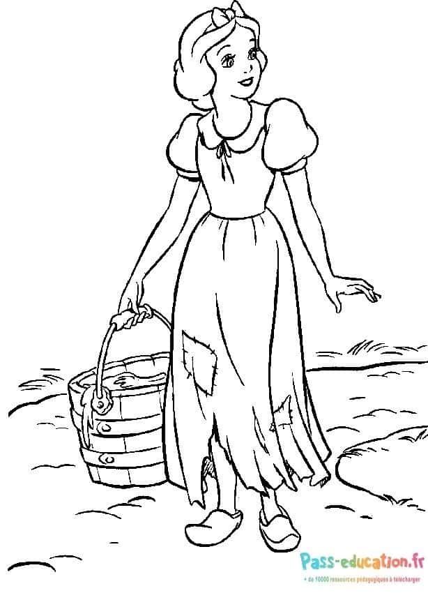 Coloriage Blanche Neige au puits à imprimer et colorier