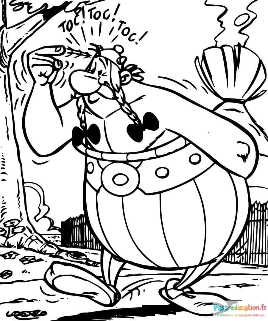 Coloriage Obélix buvant de la potion à imprimer et colorier