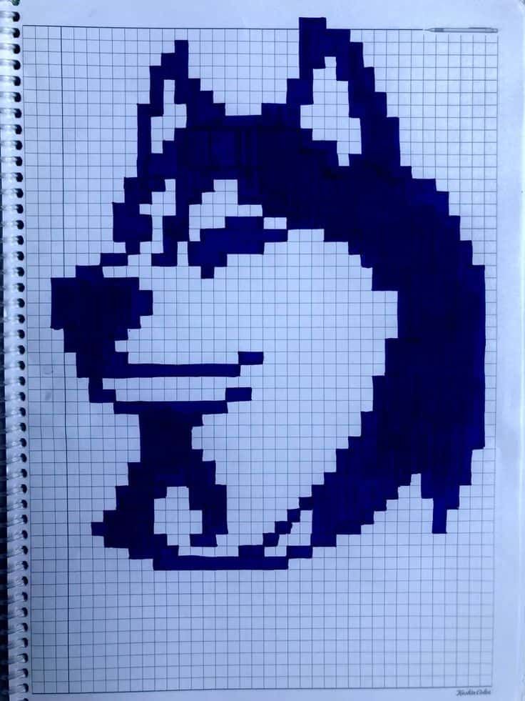 Coloriage Loup pixelisé à imprimer et colorier