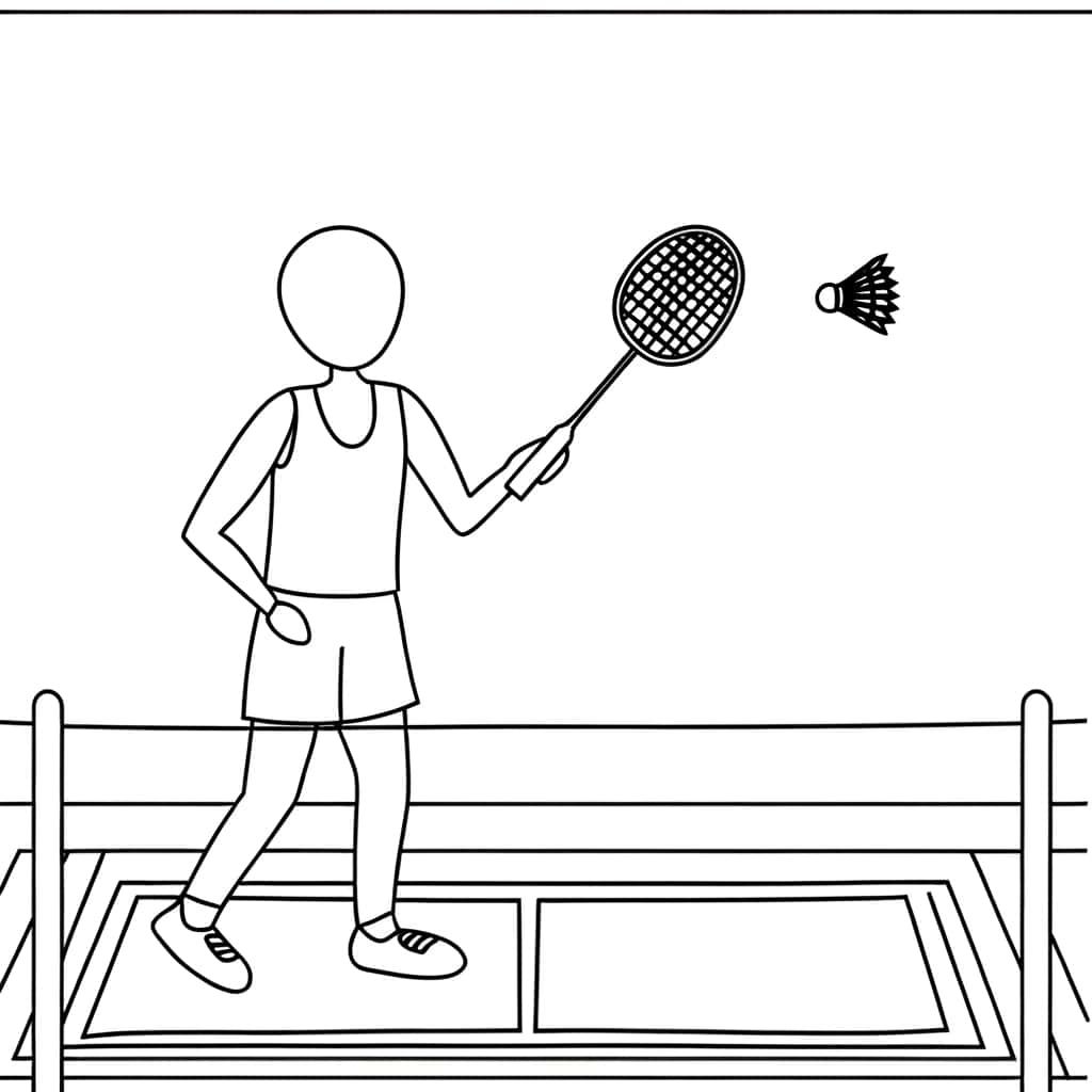 Coloriage Joueur de Badminton à imprimer et colorier