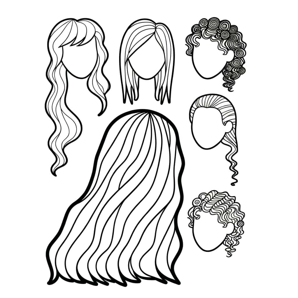 Coloriage Styles de cheveux à imprimer et colorier