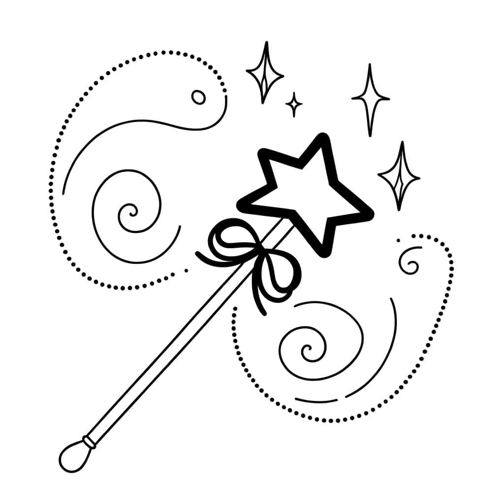 Coloriage Baguette magique étoilée à imprimer et colorier