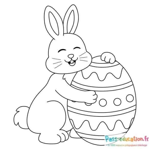 Coloriage Lapin de Pâques à imprimer et colorier
