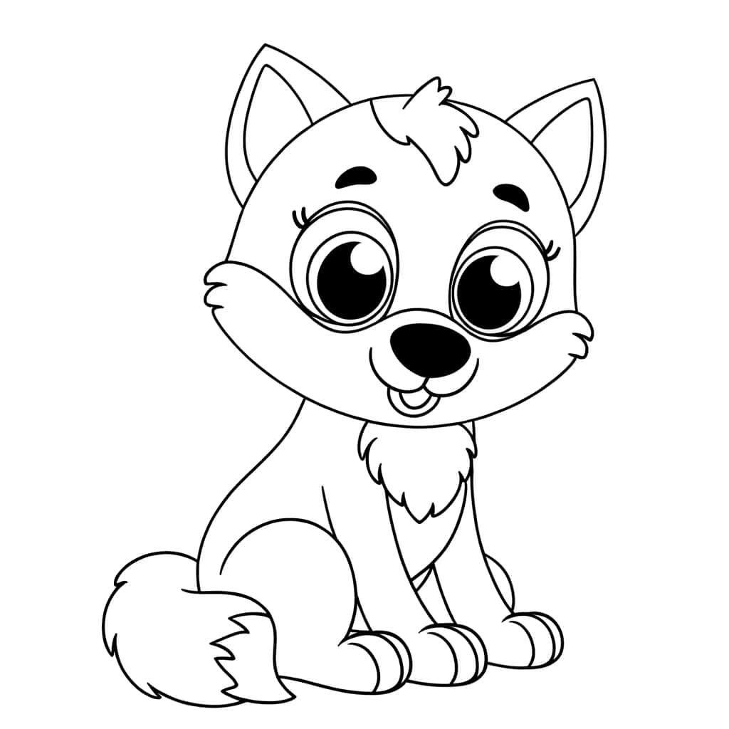 Coloriage Bébé loup mignon à imprimer et colorier