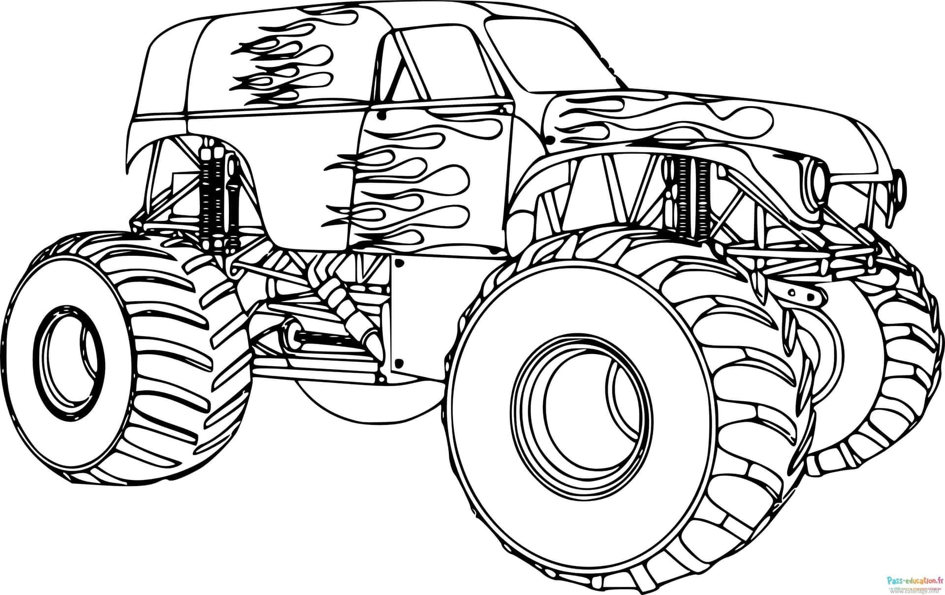 Coloriage Camion monstre à imprimer et colorier