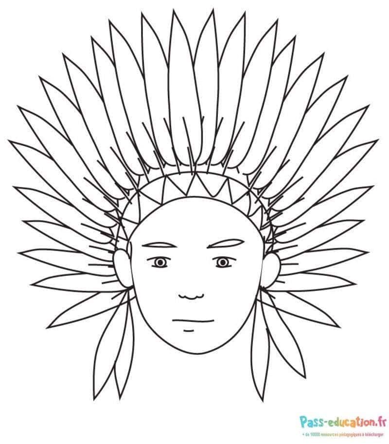Coloriage Coiffe indienne à imprimer et colorier