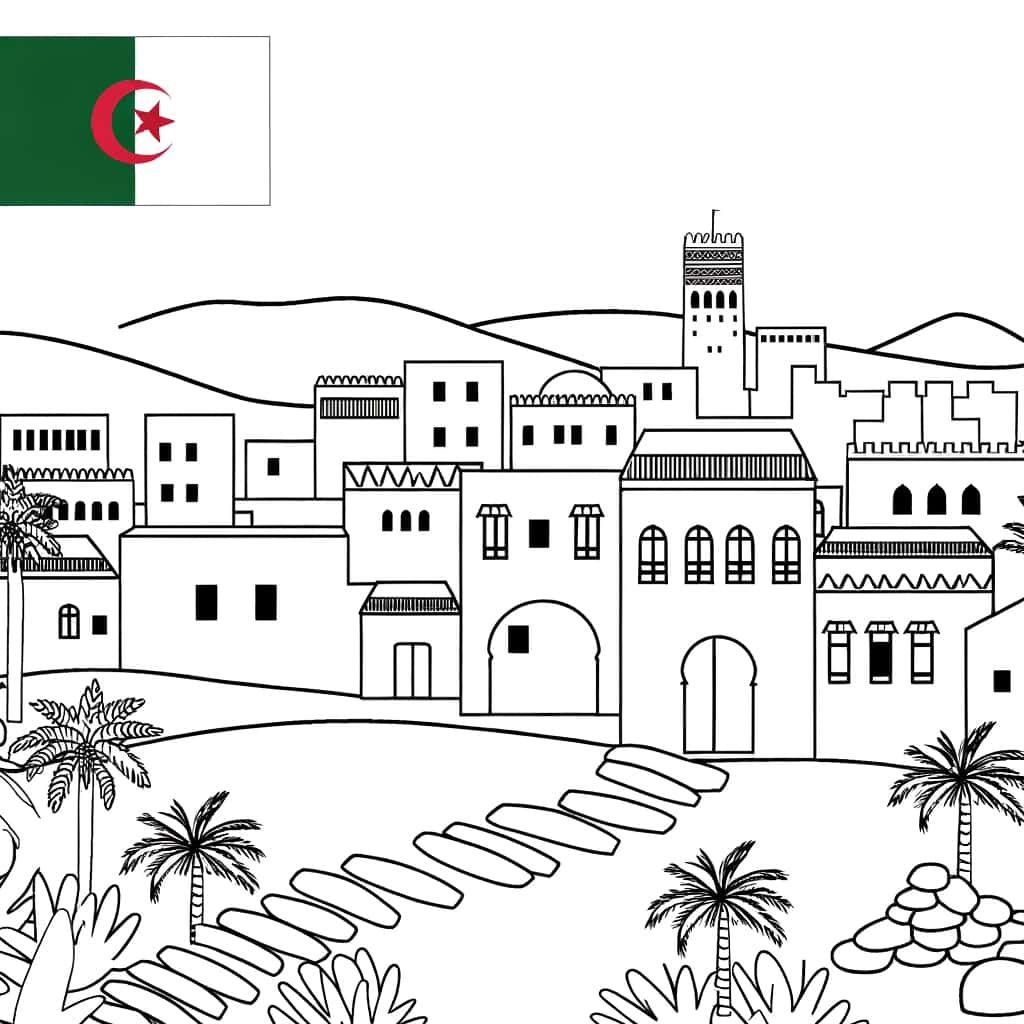 Coloriage Algerie traditionnelle à imprimer et colorier