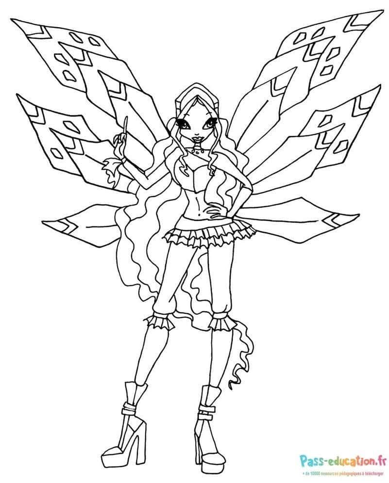 Coloriage Fée stylée à imprimer et colorier