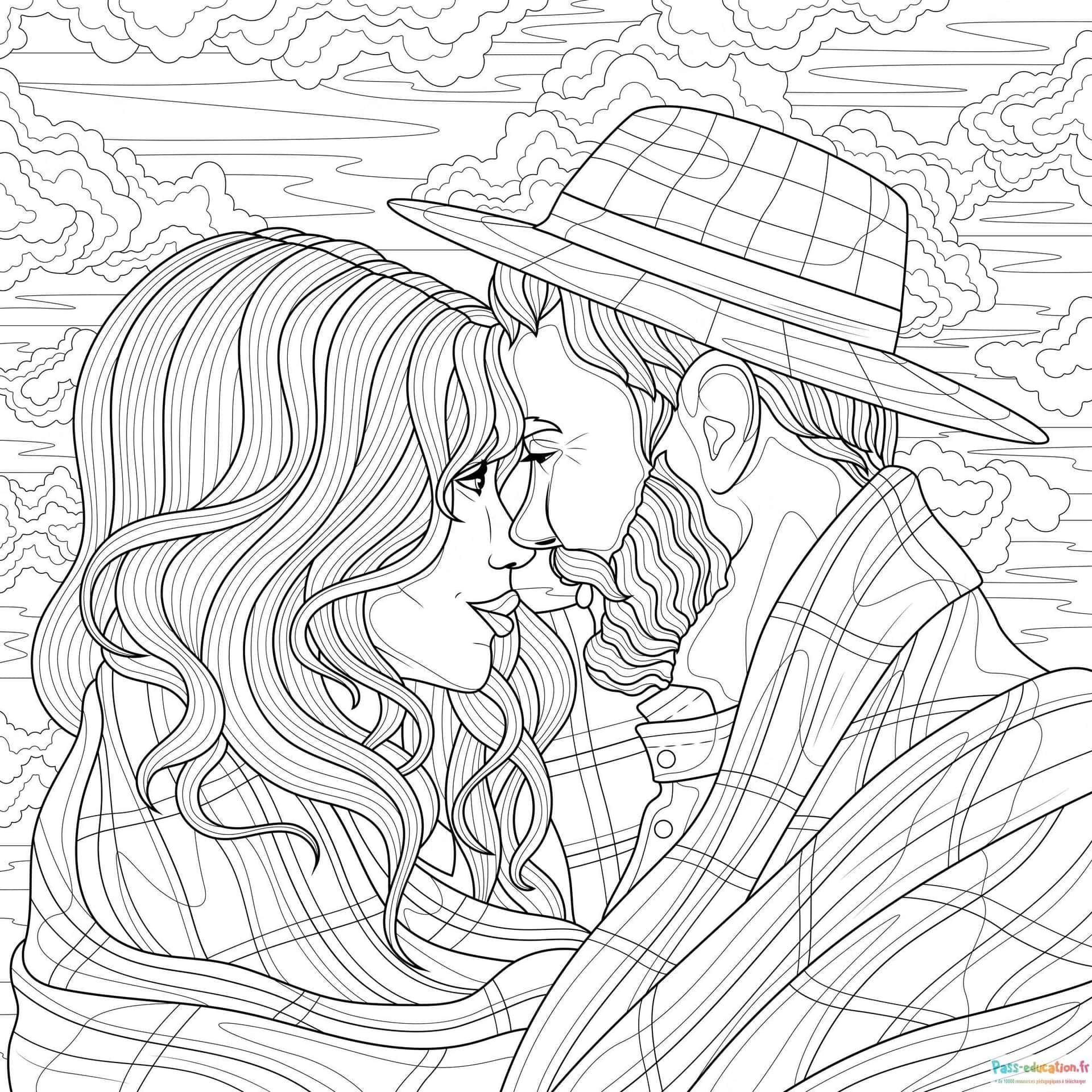 Coloriage Amour pluvieux à imprimer et colorier