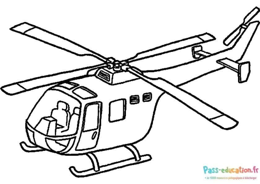 Coloriage Hélicoptère volant à imprimer et colorier
