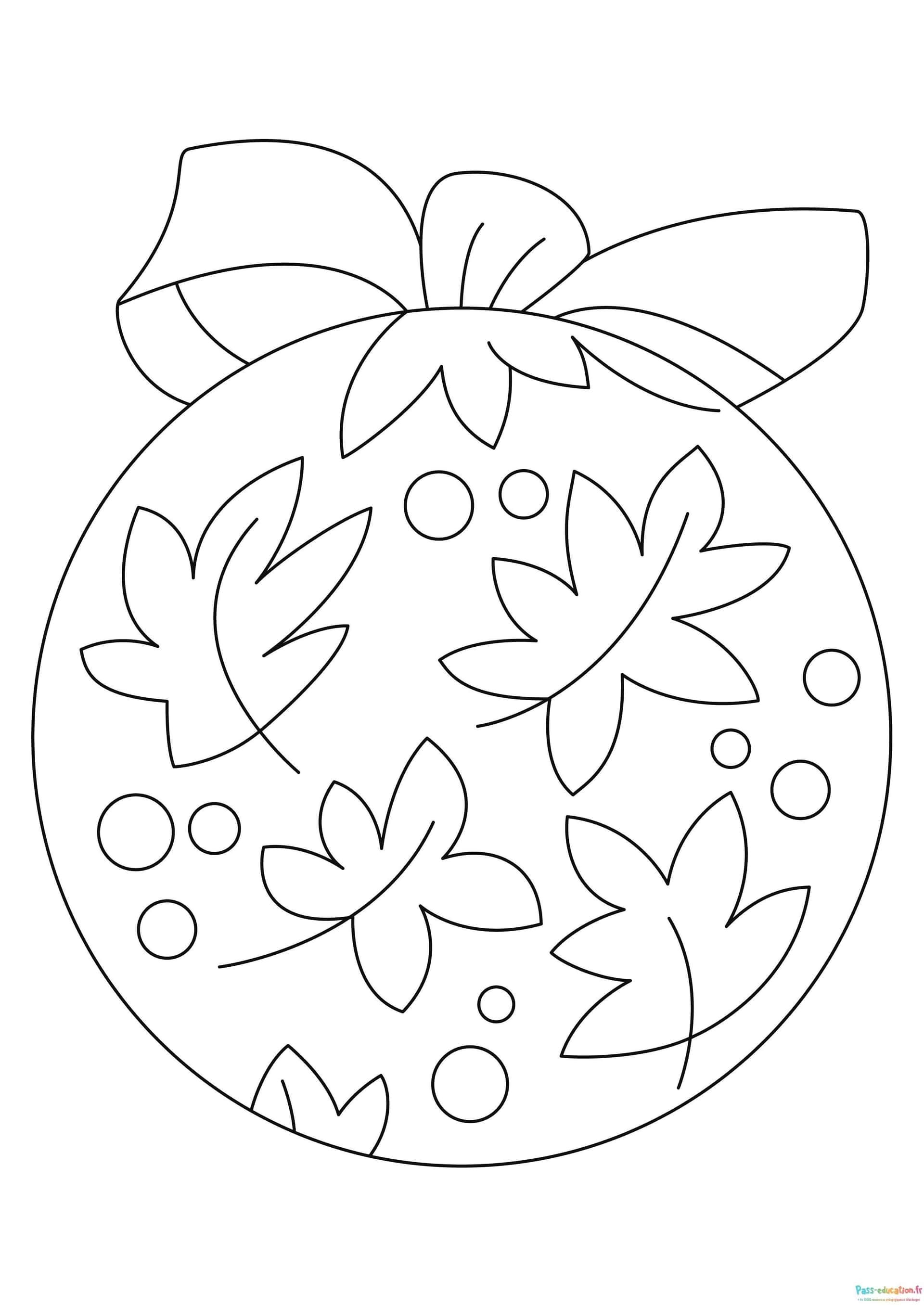 Coloriage Boule de Noël feuillue à imprimer et colorier